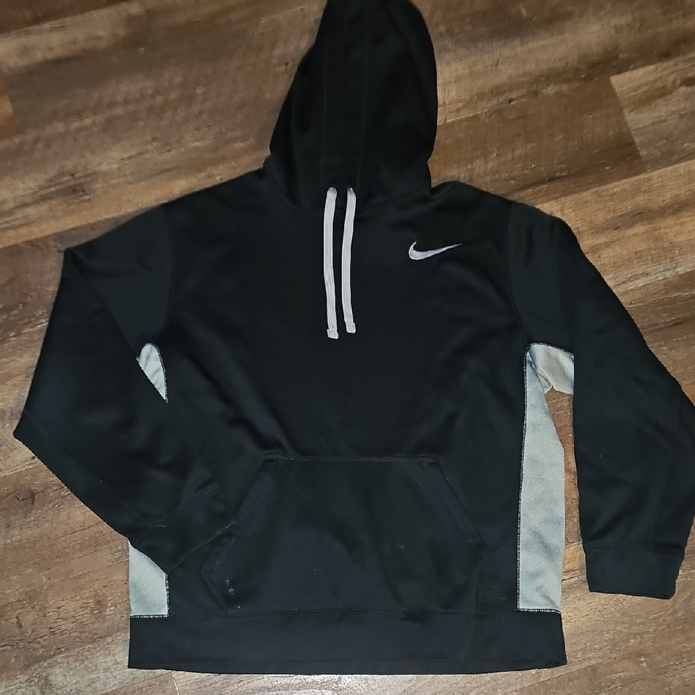 Nike Men's Black and Gray Pullover Hoodie